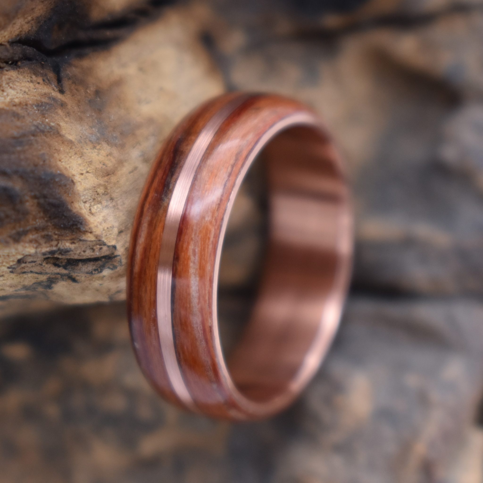 Bentwoodring europ. Nussbaum mit Kupferakzenten Creativewoodfactory